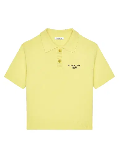 Givenchy Women's Polo in Wool and Cashmere with Paris 1952 - Acid Yellow | Thumbnail 1