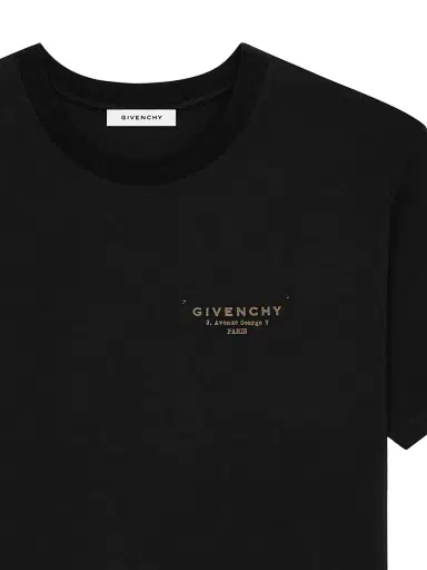 Givenchy Men's T-Shirt in Cotton with Stamp Print - Black | Thumbnail 2