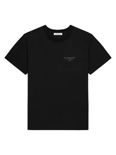 Givenchy Men's T-Shirt in Cotton with Stamp Print - Black | Thumbnail 1