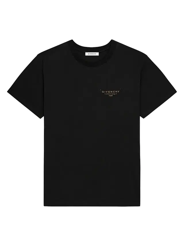 Men's T-Shirt in Cotton with Stamp Print - Black