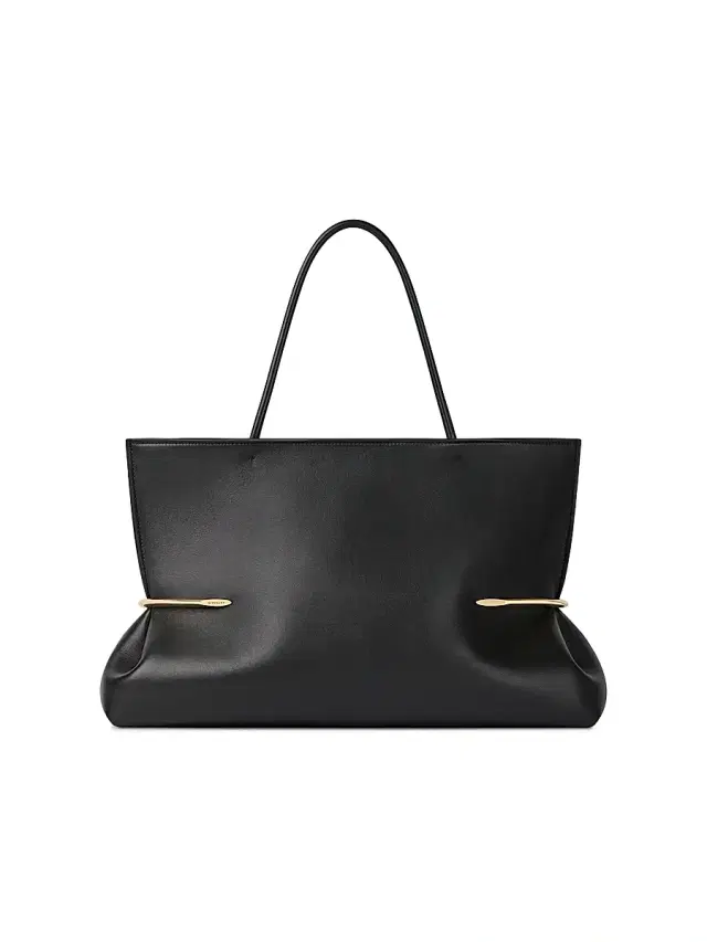 Women's Pinch Squeezed Horizontal Tote Bag in Nappa Leather - Black