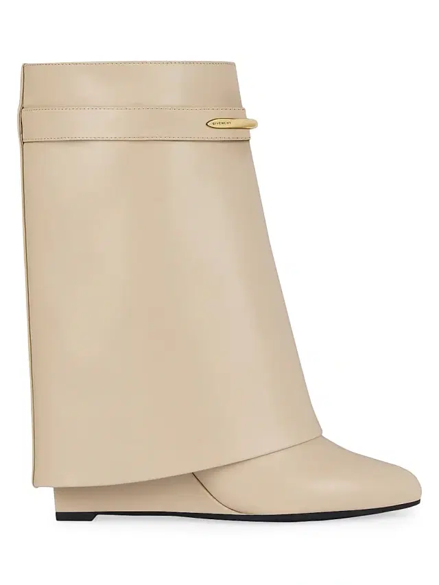 Women's Shark Ankle Boots in Leather - Beige