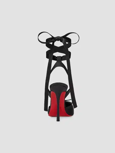 Christian Louboutin Women's Cassia Lace Up 100MM Satin Pumps - Black | Thumbnail 3