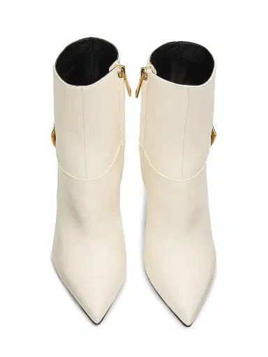 Balmain Women's Anthem 95MM Leather Ankle Boots - Cream | Thumbnail 4 Balmain Women's Anthem 95MM Leather Ankle Boots - Cream | Thumbnail 4