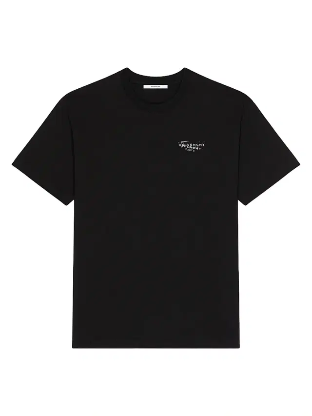 Givenchy Men's T-Shirt in Cotton with Stamp Print - Black