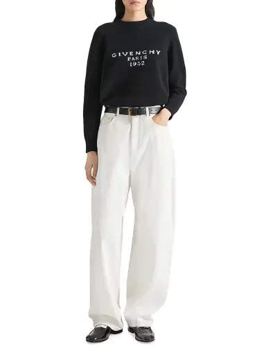 Givenchy Women's Sweater in Wool and Cashmere with Paris 1952 - Black | Thumbnail 2 Givenchy Women's Sweater in Wool and Cashmere with Paris 1952 - Black | Thumbnail 2