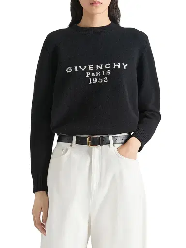Givenchy Women's Sweater in Wool and Cashmere with Paris 1952 - Black | Thumbnail 3 Givenchy Women's Sweater in Wool and Cashmere with Paris 1952 - Black | Thumbnail 3
