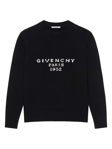 Givenchy Women's Sweater in Wool and Cashmere with Paris 1952 - Black | Thumbnail 1 Givenchy Women's Sweater in Wool and Cashmere with Paris 1952 - Black | Thumbnail 1