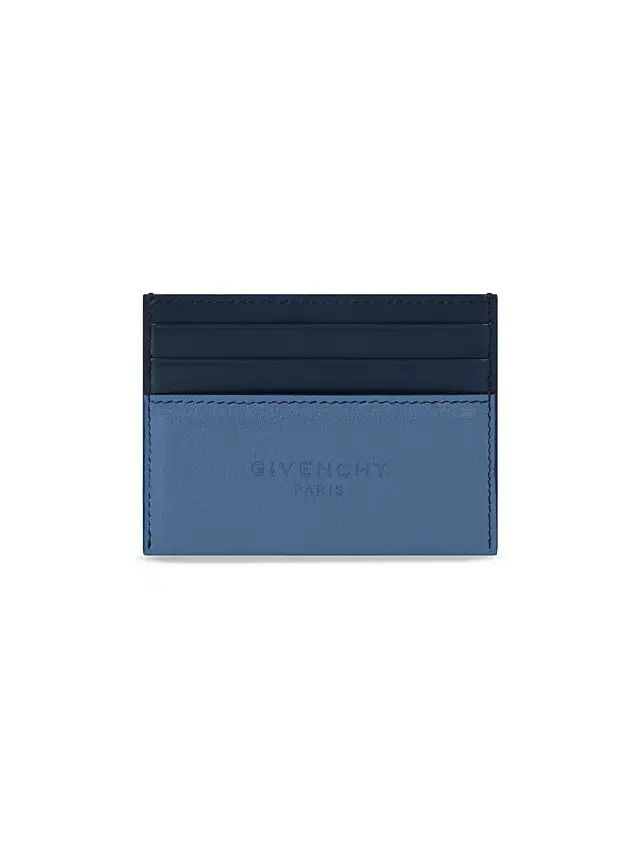 Men's Antigona Stamped Bicolored Card Holder in Leather - Military Blue