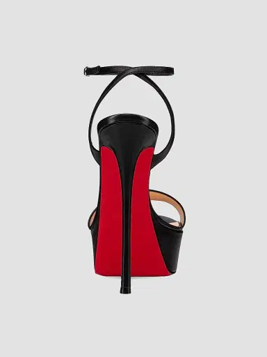Christian Louboutin Women's Loubi Queen Alta 150MM Leather Platform Sandals - Black | Thumbnail 3 Christian Louboutin Women's Loubi Queen Alta 150MM Leather Platform Sandals - Black | Thumbnail 3
