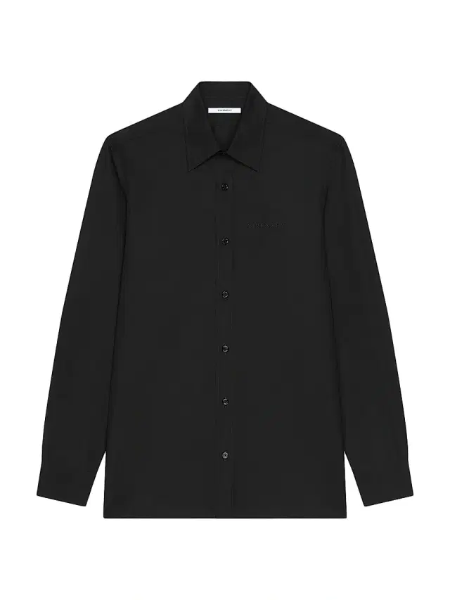 Men's Slim Fit Shirt in Poplin with Paris Jacquard - Black