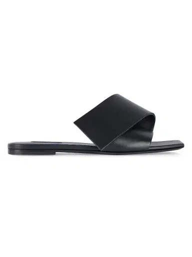 Givenchy Women's Sliced Square Flat Sandals in Leather - Black | Thumbnail 1 Givenchy Women's Sliced Square Flat Sandals in Leather - Black | Thumbnail 1