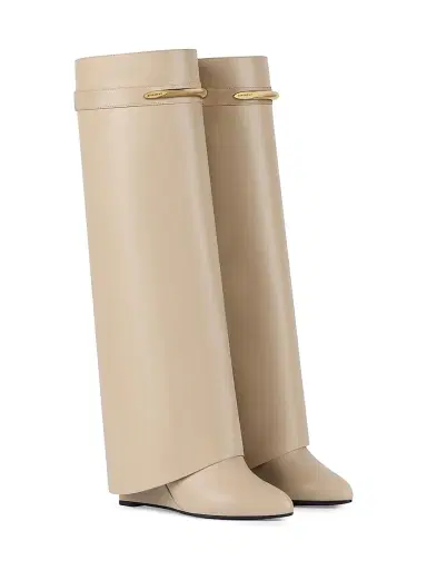 Givenchy Women's Shark Boots in Leather - Beige | Thumbnail 2