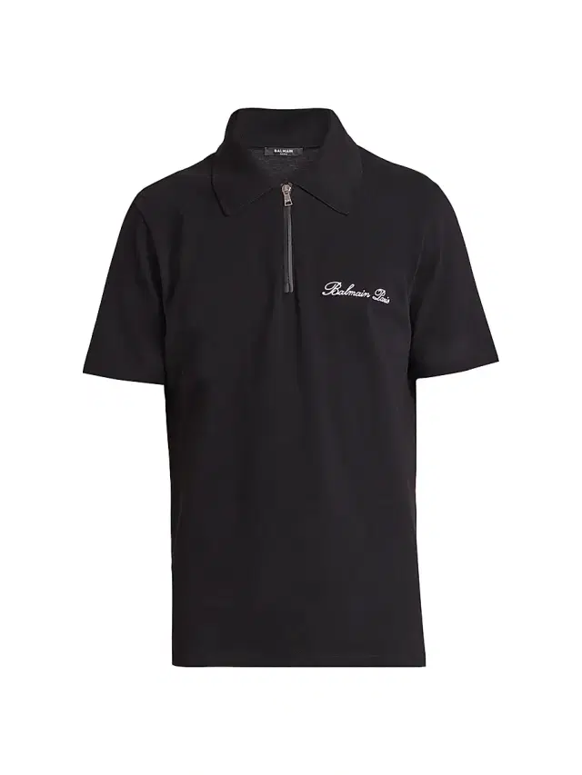 Men's Logo-Embroidered Cotton Quarter-Zip Polo Shirt - Noir Blanc