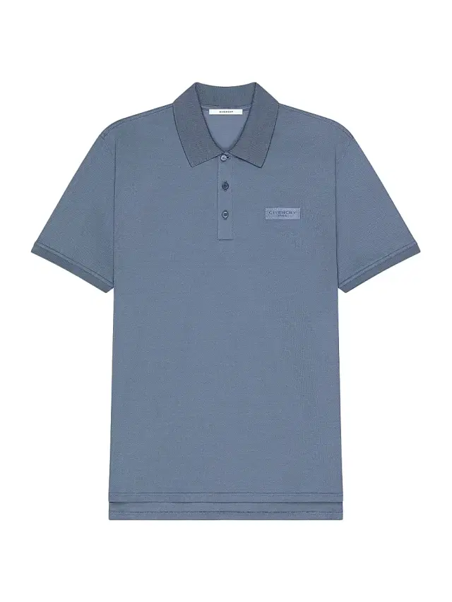 Givenchy Men's Polo in Cotton with Paris Gros Grain - Military Blue