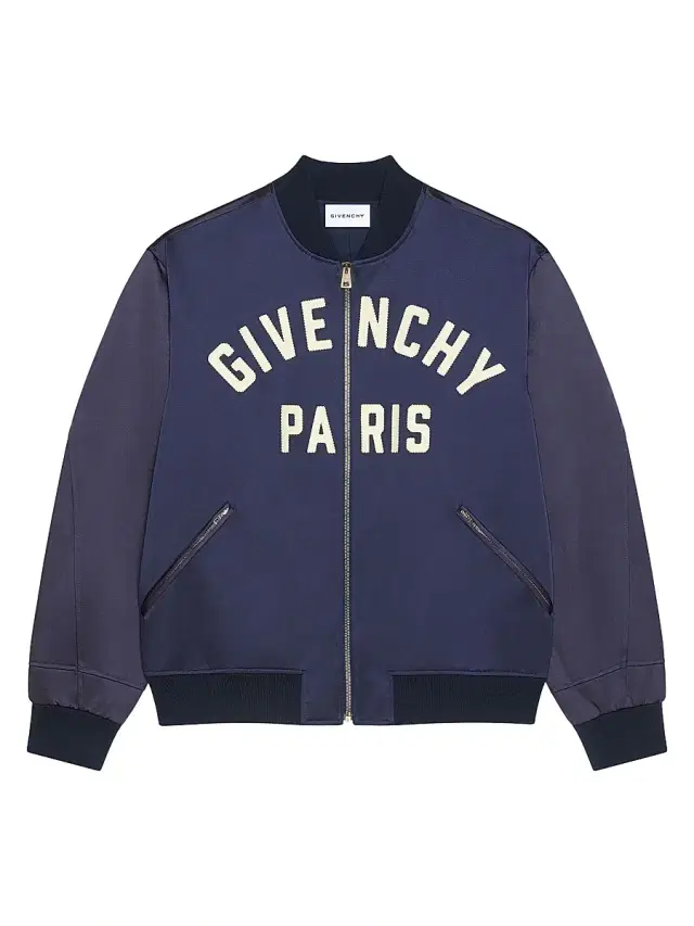Men's GIVENCHY Paris zipped blouson in satin - Navy