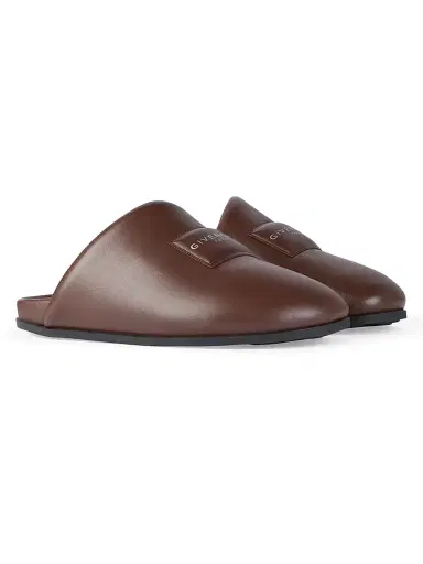 Givenchy Men's Label Flat Mules in Nappa Leather - Brown - Size 11 | Thumbnail 2 Givenchy Men's Label Flat Mules in Nappa Leather - Brown - Size 11 | Thumbnail 2