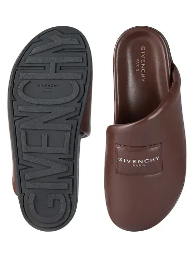 Givenchy Men's Label Flat Mules in Nappa Leather - Brown - Size 11 | Thumbnail 5 Givenchy Men's Label Flat Mules in Nappa Leather - Brown - Size 11 | Thumbnail 5