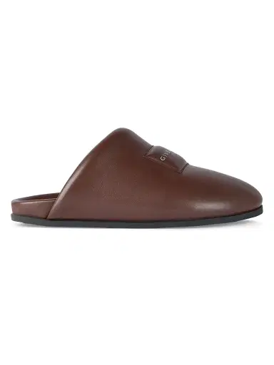 Givenchy Men's Label Flat Mules in Nappa Leather - Brown - Size 11 | Thumbnail 1 Givenchy Men's Label Flat Mules in Nappa Leather - Brown - Size 11 | Thumbnail 1