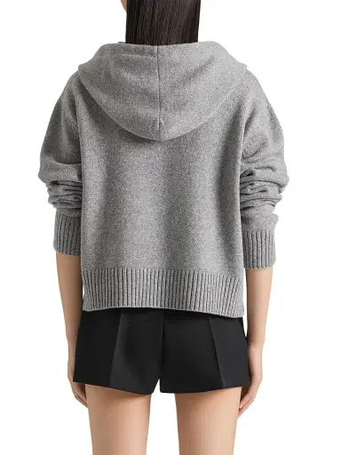 Givenchy Women's Zipped Hoodie in Wool and Cashmere - Light Grey - Size XS | Thumbnail 3
