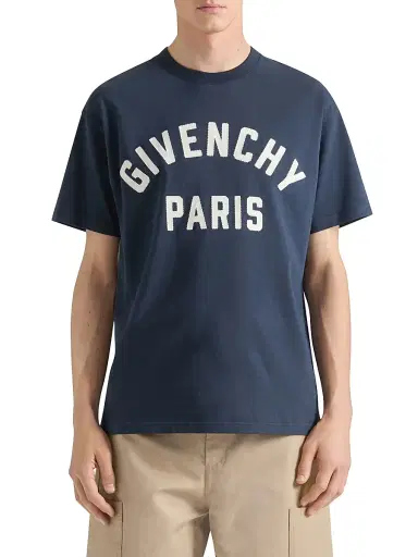 Givenchy Men's Paris T-Shirt in Cotton - Navy White - Size XXL | Thumbnail 2