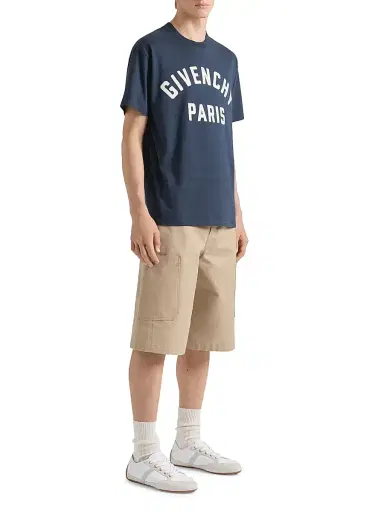 Givenchy Men's Paris T-Shirt in Cotton - Navy White - Size XXL | Thumbnail 4