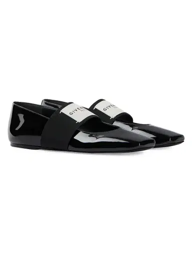 Givenchy Women's Sliced Square Ballerinas in Patent Leather - Black | Thumbnail 2