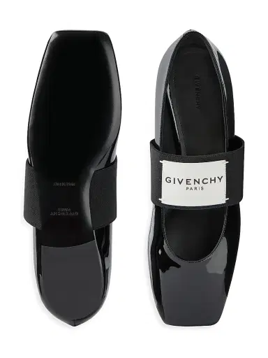 Givenchy Women's Sliced Square Ballerinas in Patent Leather - Black | Thumbnail 4