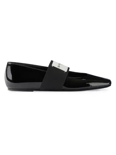 Givenchy Women's Sliced Square Ballerinas in Patent Leather - Black | Thumbnail 1