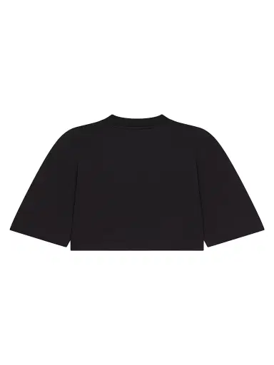 Givenchy Women's Cropped Fit T-Shirt in Cotton with  Tape - Black | Thumbnail 2