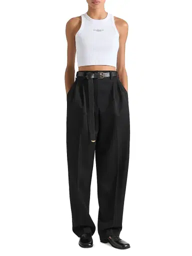 Givenchy Women's Cropped Tank Top in Cotton with Paris Print - White - Size XS | Thumbnail 2