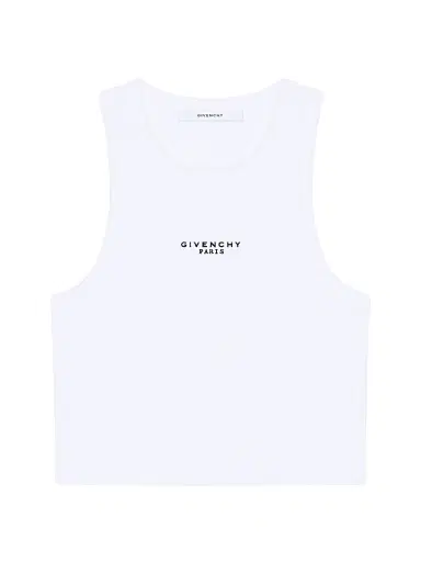 Givenchy Women's Cropped Tank Top in Cotton with Paris Print - White - Size XS | Thumbnail 1