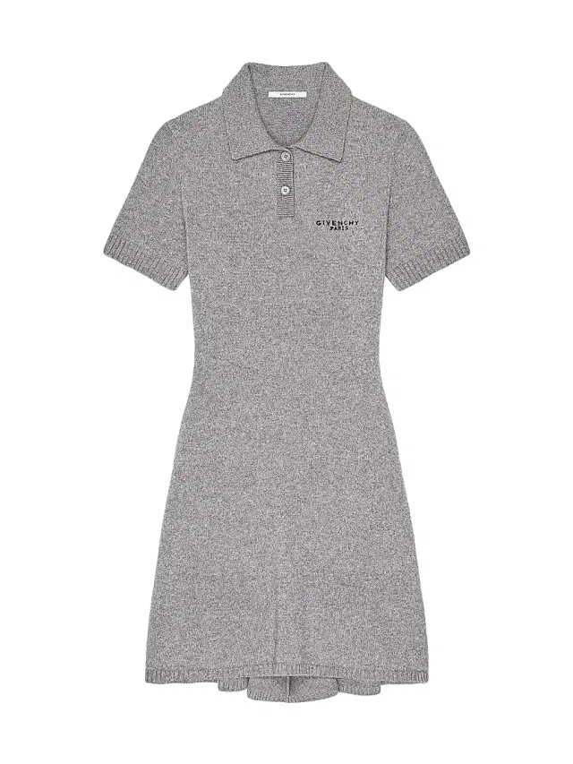 Women's Polo Dress in Wool and Cashmere - Light Grey