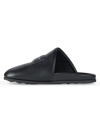 Givenchy Men's Label Flat Mules in Nappa Leather - Black | Thumbnail 3