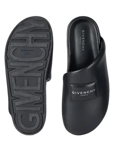 Givenchy Men's Label Flat Mules in Nappa Leather - Black | Thumbnail 5