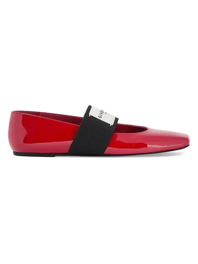 Women's Sliced Square Ballerinas in Patent Leather - Deep Red