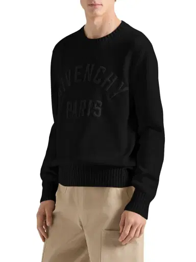 Givenchy Men's Paris Sweater in Cotton - Black | Thumbnail 3