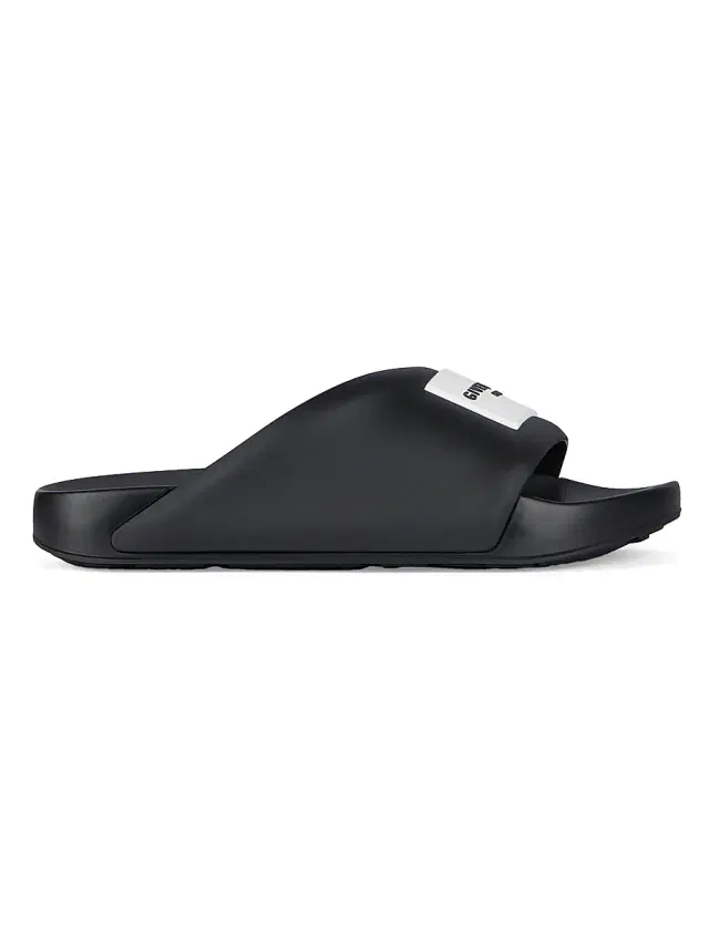 Women's Label Flat Mules in Rubber - Black