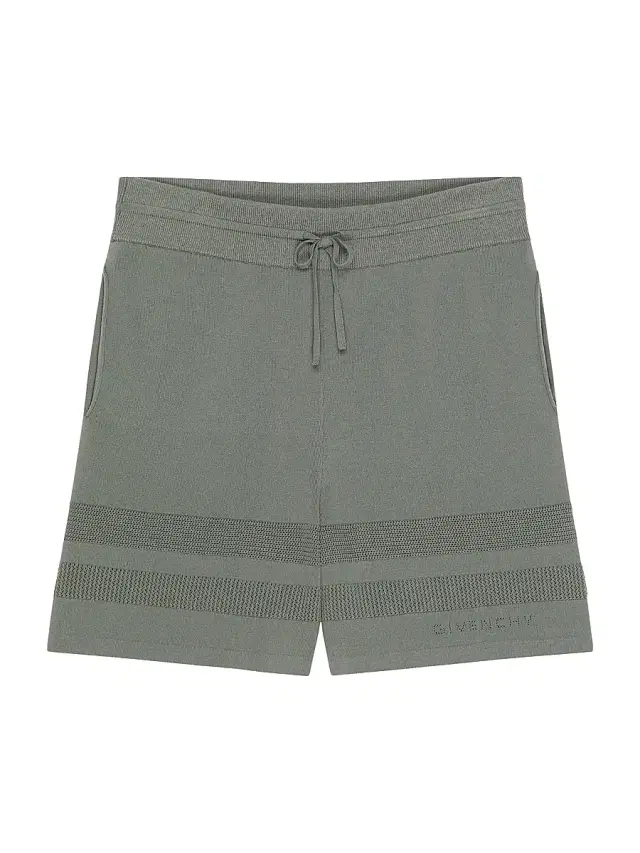 Givenchy Men's Knitted Shorts with Mesh Details - Salvia