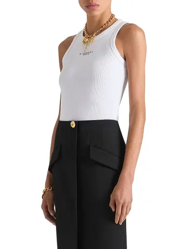 Givenchy Women's Slim Fit Tank Top in Cotton with Paris Print - White - Size XS | Thumbnail 4