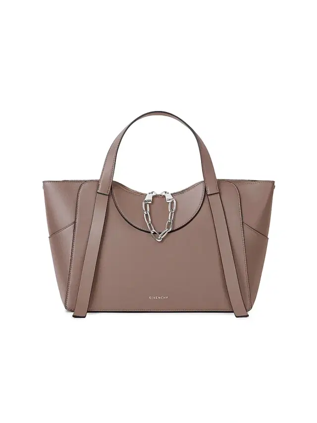Women's  The Snatch Top Handle Bag in Grained Leather - Taupe