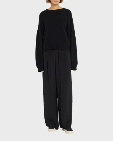 Eskandar Flared Midweight Crepe Trousers | Thumbnail 2