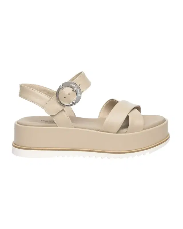 Calfskin Crisscross Flatform Sandals