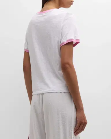 Cinq à Sept Two-Tone Je T 'aime Short-Sleeve Cotton T-Shirt | Thumbnail 6 Cinq à Sept Two-Tone Je T 'aime Short-Sleeve Cotton T-Shirt | Thumbnail 6