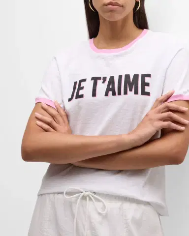 Cinq à Sept Two-Tone Je T 'aime Short-Sleeve Cotton T-Shirt | Thumbnail 7 Cinq à Sept Two-Tone Je T 'aime Short-Sleeve Cotton T-Shirt | Thumbnail 7