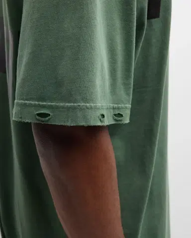 Balenciaga Men 's Taped-Logo Distressed T-Shirt | Thumbnail 5
