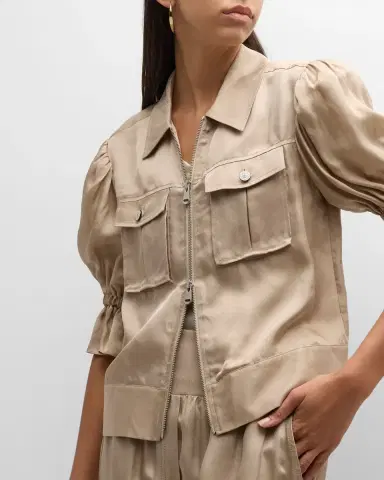 Cinq à Sept Holly Short-Sleeve Sateen Jacket | Thumbnail 7 Cinq à Sept Holly Short-Sleeve Sateen Jacket | Thumbnail 7