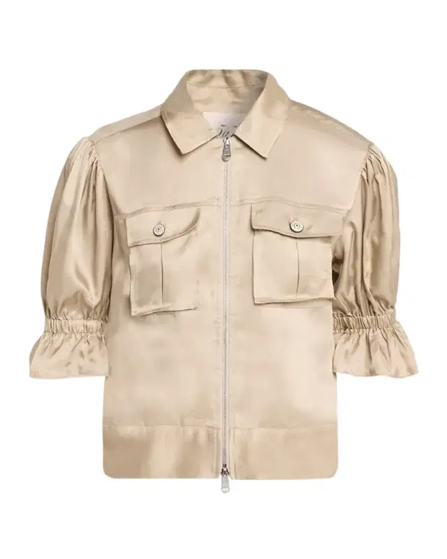 Cinq a Sept Holly Short-Sleeve Sateen Jacket