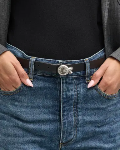 Bottega Veneta Brass Knot Skinny Leather Belt | Thumbnail 2