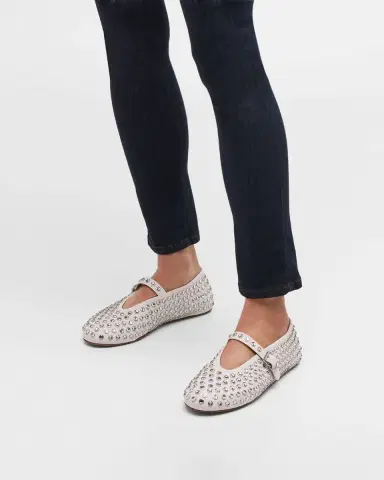 Alaïa Leather Mary Jane Flats With Allover Studs | Thumbnail 2